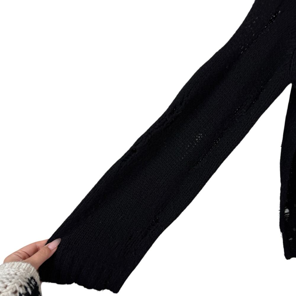 R13 Cashmere Shredded Side Slit Sweater Pullover Edgy Grunge Black Size XS - Picture 3 of 9
